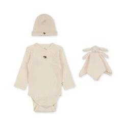 Set Maternité Avec Body, Bonnet Et Doudou Pour La Naissance -Produits Pour Bébé set maternite body bonnet doudou naissance premature konges slojd bambinou
