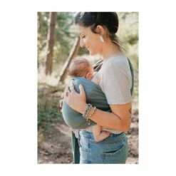Sling Tissé écharpe De Portage Sans Noeud -Produits Pour Bébé sling coton bio vert eucalyptus neobulle bambinou devant