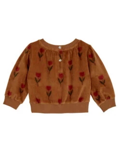 Sweat-shirt Tulipe Joyeuse En Velours Marron