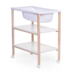 Childhome Table à Langer Avec Baignoire Et Roues Blanc Naturel 13 Childhome Table à Langer Avec Baignoire Et Roues Blanc Naturel -Produits Pour Bébé table langer avec baignoire et roues blanc naturel childhome bambinou angle