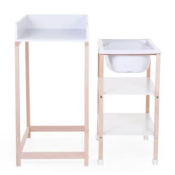 Childhome Table à Langer Avec Baignoire Et Roues Blanc Naturel