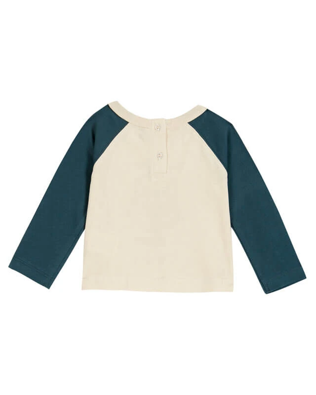 Tee-shirt Bicolore Coton Bio Chat écru Et Sapin 2 Tee-shirt Bicolore Coton Bio Chat écru Et Sapin – Image 2