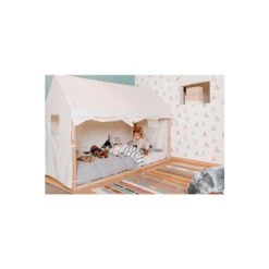 Childhome ‌Toile Pour Lit Cabane 90 X 200 Cm -Produits Pour Bébé toile lit cabane 90 200 blanc childome bambinou ambiance chambre 1