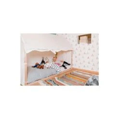 Childhome ‌Toile Pour Lit Cabane 90 X 200 Cm -Produits Pour Bébé toile lit cabane 90 200 blanc childome bambinou ambiance lit 1